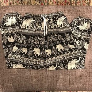 Elephant Graphic Drawstring Pajama Pants